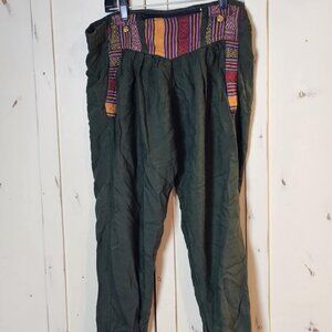 Boho Harem Pants – Ethnic Patchwork, Festival Hippie, Unisex Size L
